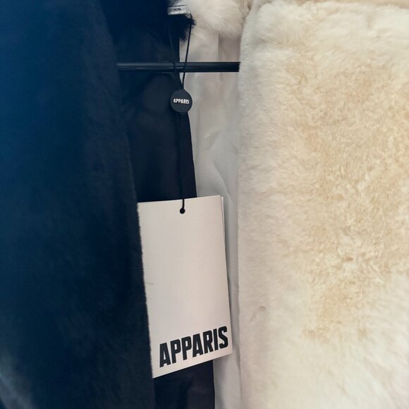 Apparis Serena Faux Fur Coat in Black and White - Picture 7 of 8